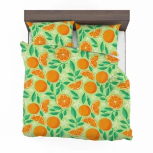 Orange And White Floral Fruit Bedding Set 2