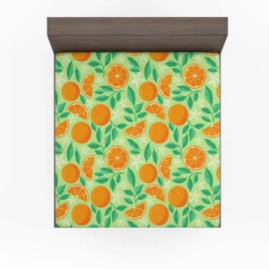 Orange And White Floral Fruit Fitted Sheet