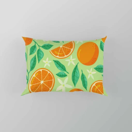 Orange And White Floral Fruit Pillow Case