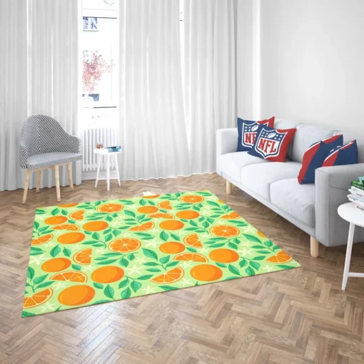 Orange And White Floral Fruit Rug 2