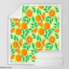 Orange And White Floral Fruit Sherpa Fleece Blanket