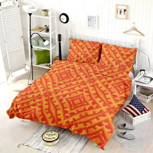 Orange Aztec Color Pattern Bedding Set