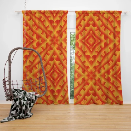 Orange Aztec Color Pattern Curtain