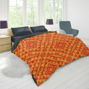 Orange Aztec Color Pattern Duvet Cover 1