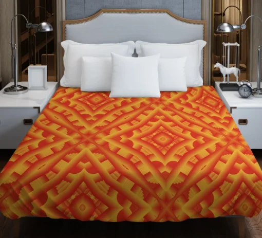 Orange Aztec Color Pattern Duvet Cover