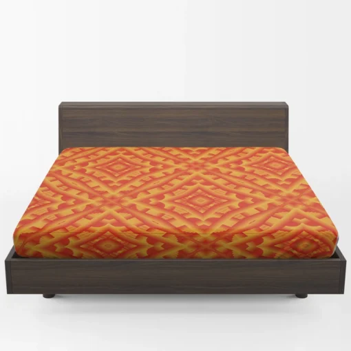 Orange Aztec Color Pattern Fitted Sheet 1