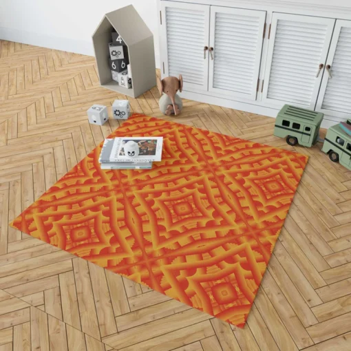 Orange Aztec Color Pattern Rug 1