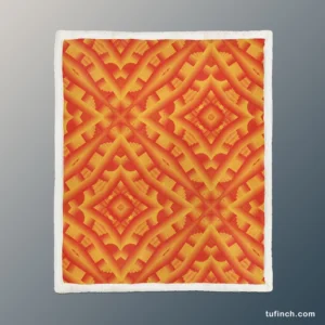 Orange Aztec Color Pattern Sherpa Fleece Blanket 1