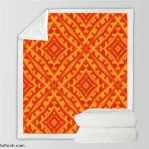 Orange Aztec Color Pattern Sherpa Fleece Blanket