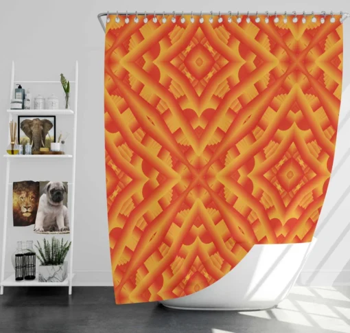 Orange Aztec Color Pattern Shower Curtain