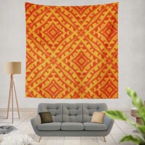 Orange Aztec Color Pattern Wall Tapestry