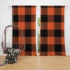 Orange Black Buffalo Plaid Pattern Curtain