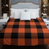 Orange Black Buffalo Plaid Pattern Duvet Cover