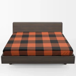 Orange Black Buffalo Plaid Pattern Fitted Sheet 1