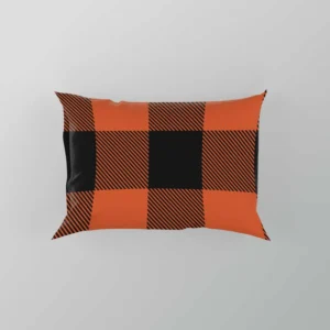 Orange Black Buffalo Plaid Pattern Pillow Case