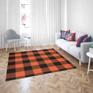 Orange Black Buffalo Plaid Pattern Rug 2