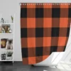 Orange Black Buffalo Plaid Pattern Shower Curtain