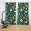 Orange Blossom Leaves With Flowers Curtain