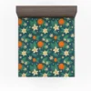 Orange Blossom Leaves With Flowers Fitted Sheet