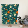 Orange Blossom Leaves With Flowers Fleece Blanket