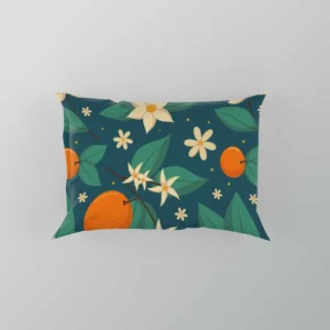 Orange Blossom Leaves With Flowers Pillow Case