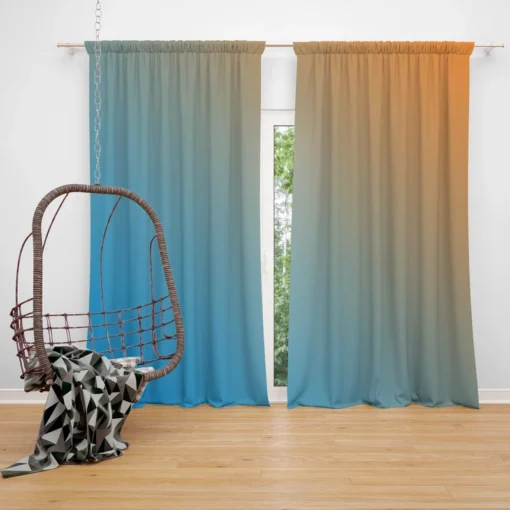 Orange Blue Gradient Linear Curtain