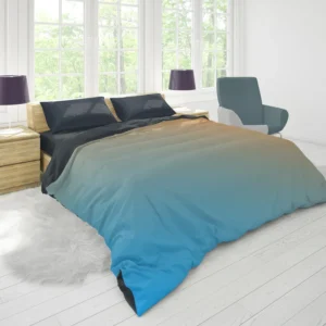 Orange Blue Gradient Linear Duvet Cover 1