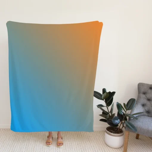 Orange Blue Gradient Linear Fleece Blanket