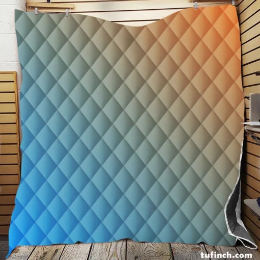 Orange Blue Gradient Linear Quilt Blanket