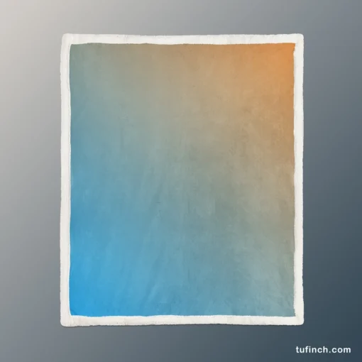 Orange Blue Gradient Linear Sherpa Fleece Blanket 1