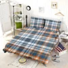 Orange Blue Plaid Pattern Bedding Set