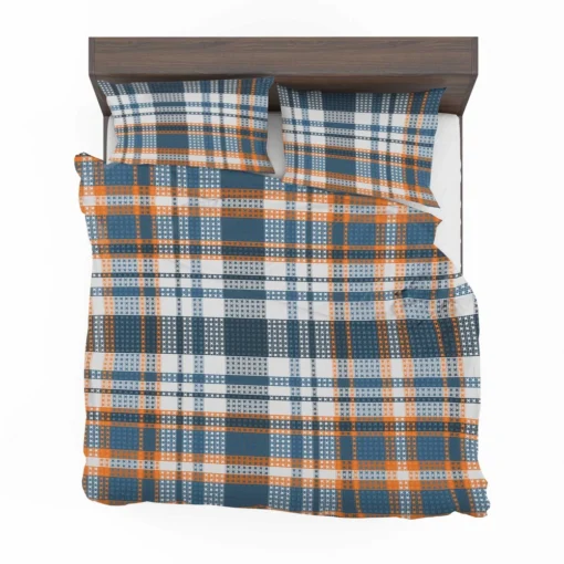 Orange Blue Plaid Pattern Bedding Set 2