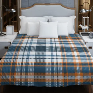 Orange Blue Plaid Pattern Duvet Cover