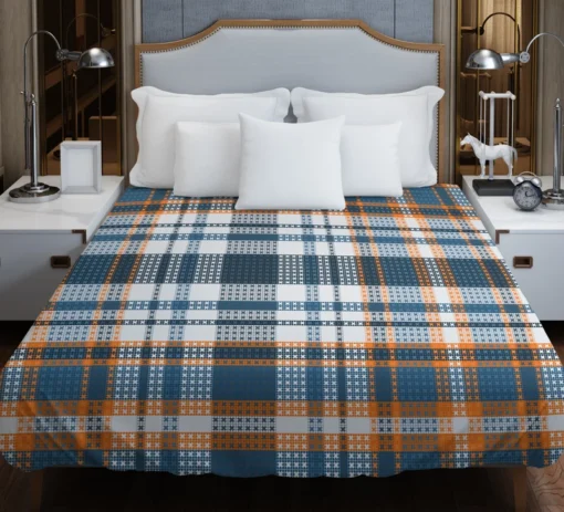 Orange Blue Plaid Pattern Duvet Cover