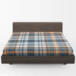 Orange Blue Plaid Pattern Fitted Sheet 1