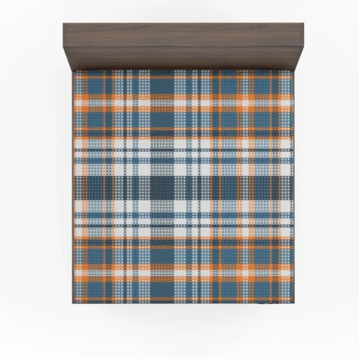 Orange Blue Plaid Pattern Fitted Sheet