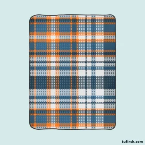 Orange Blue Plaid Pattern Fleece Blanket 1