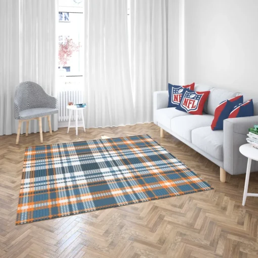 Orange Blue Plaid Pattern Rug 2