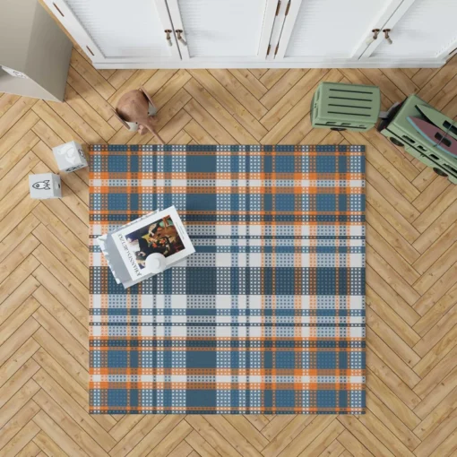 Orange Blue Plaid Pattern Rug