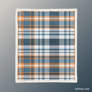 Orange Blue Plaid Pattern Sherpa Fleece Blanket 1