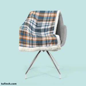 Orange Blue Plaid Pattern Sherpa Fleece Blanket 2