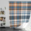 Orange Blue Plaid Pattern Shower Curtain