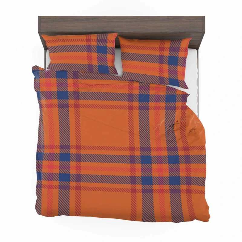 Orange Blue Red Stripe Check Plaid Bedding Set 2