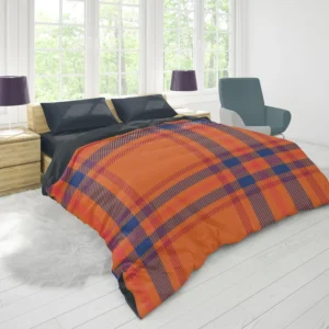 Orange Blue Red Stripe Check Plaid Duvet Cover 1