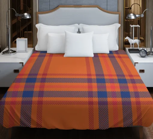 Orange Blue Red Stripe Check Plaid Duvet Cover