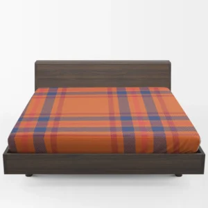 Orange Blue Red Stripe Check Plaid Fitted Sheet 1