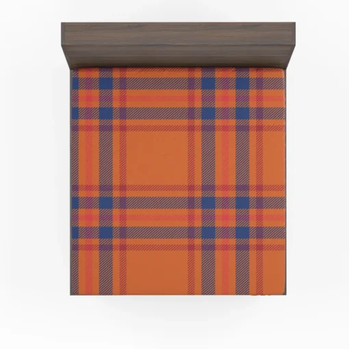 Orange Blue Red Stripe Check Plaid Fitted Sheet