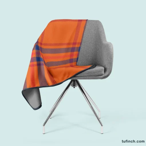 Orange Blue Red Stripe Check Plaid Fleece Blanket 2