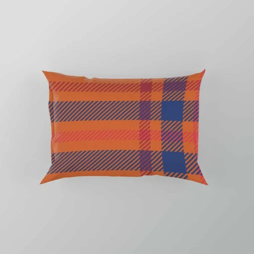 Orange Blue Red Stripe Check Plaid Pillow Case