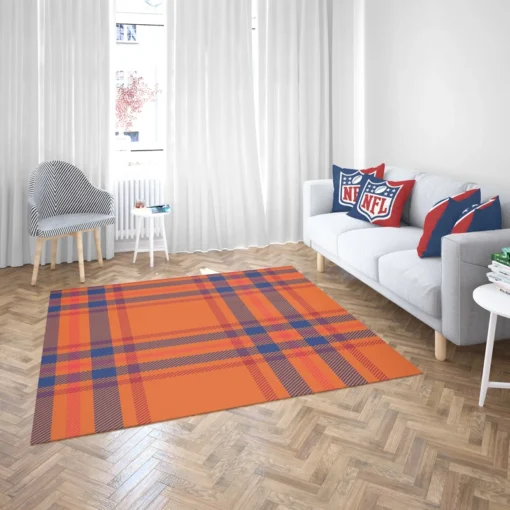 Orange Blue Red Stripe Check Plaid Rug 2